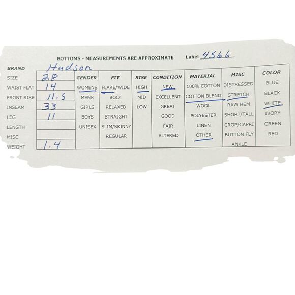 NWT Hudson White Heide Flared Leg High Rise Jeans Lyocell Womens Size 28 - Picture 11 of 11